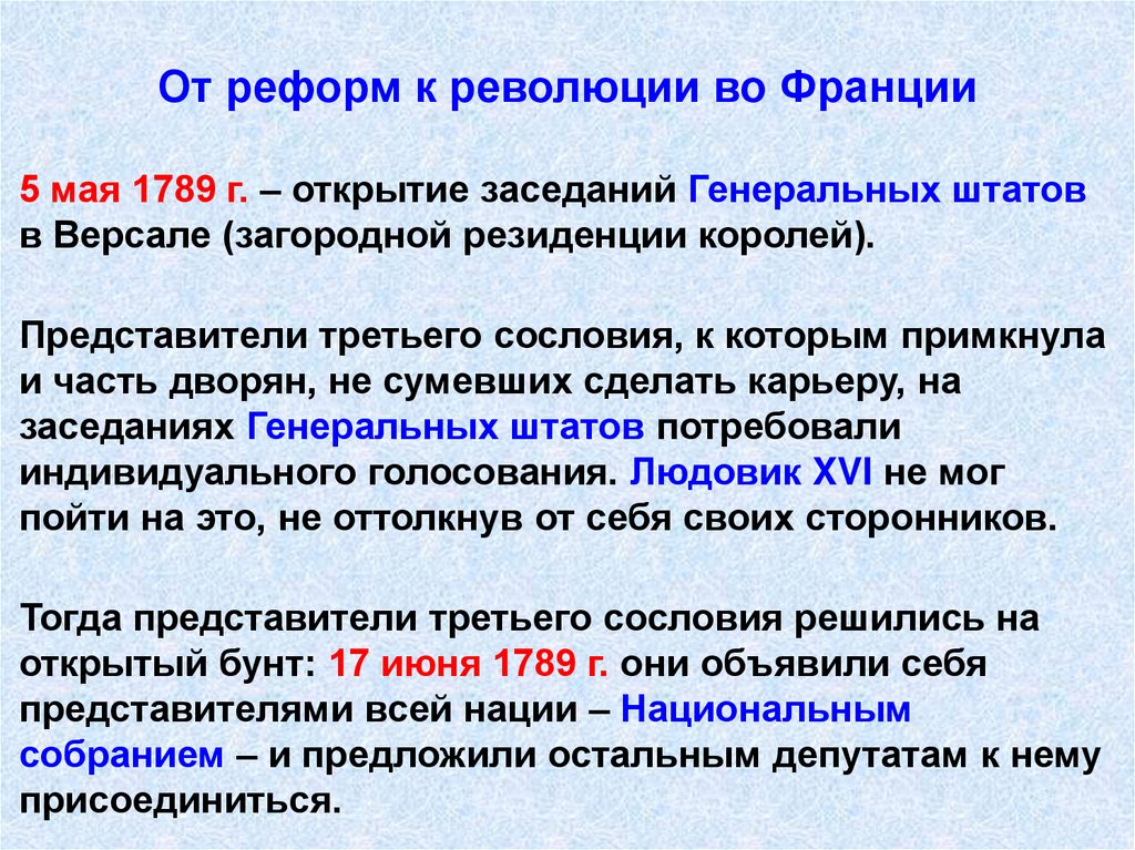 От реформ к революции во Франции