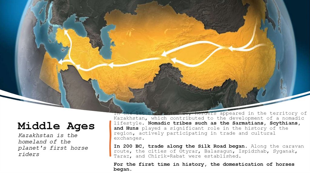 Middle Ages Kazakhstan is the homeland of the planet's first horse riders