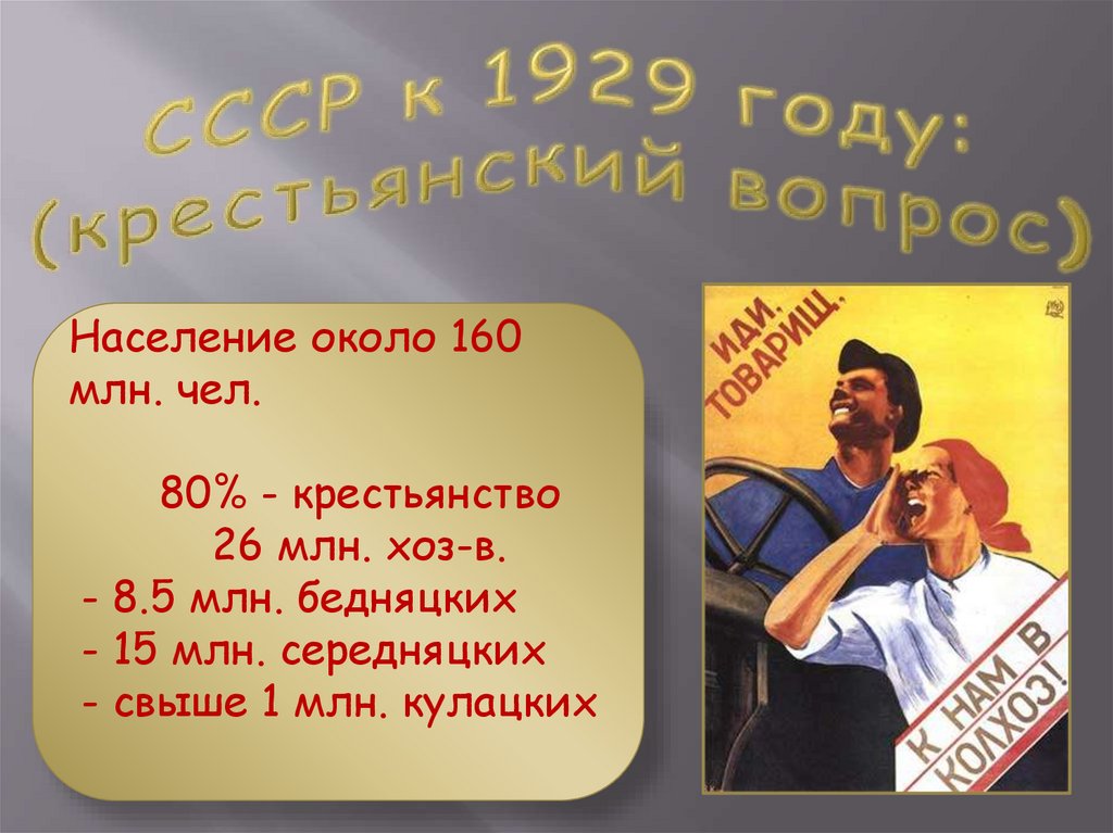 СССР к 1929 году: (крестьянский вопрос)