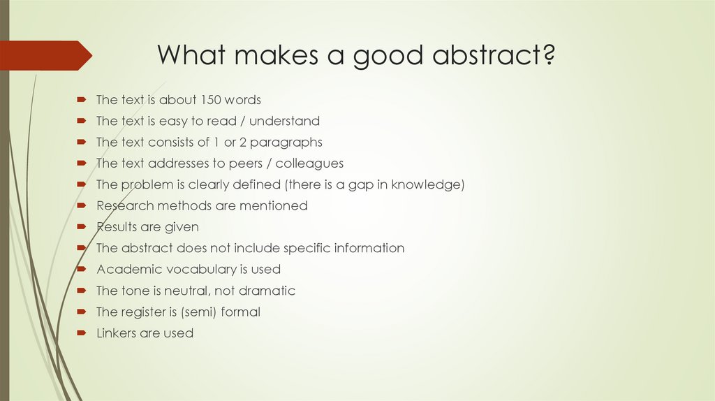 What makes a good abstract?