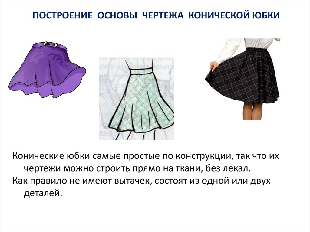 ПОСТРОЕНИЕ ОСНОВЫ ЧЕРТЕЖА КОНИЧЕСКОЙ ЮБКИ