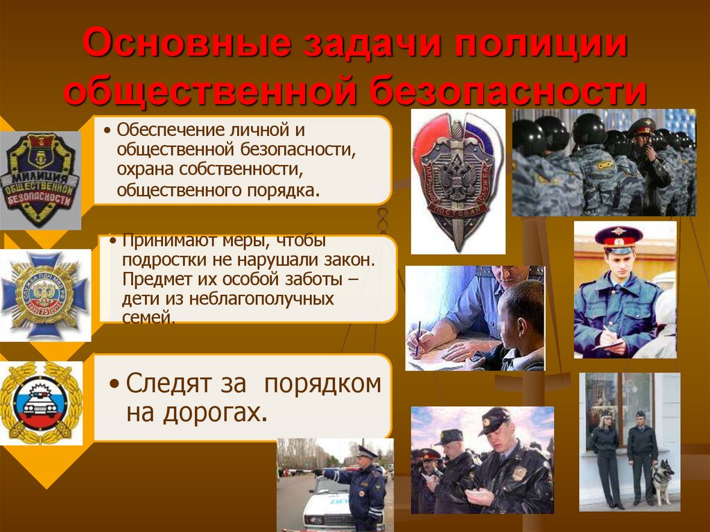 Основные задачи полиции общественной безопасности