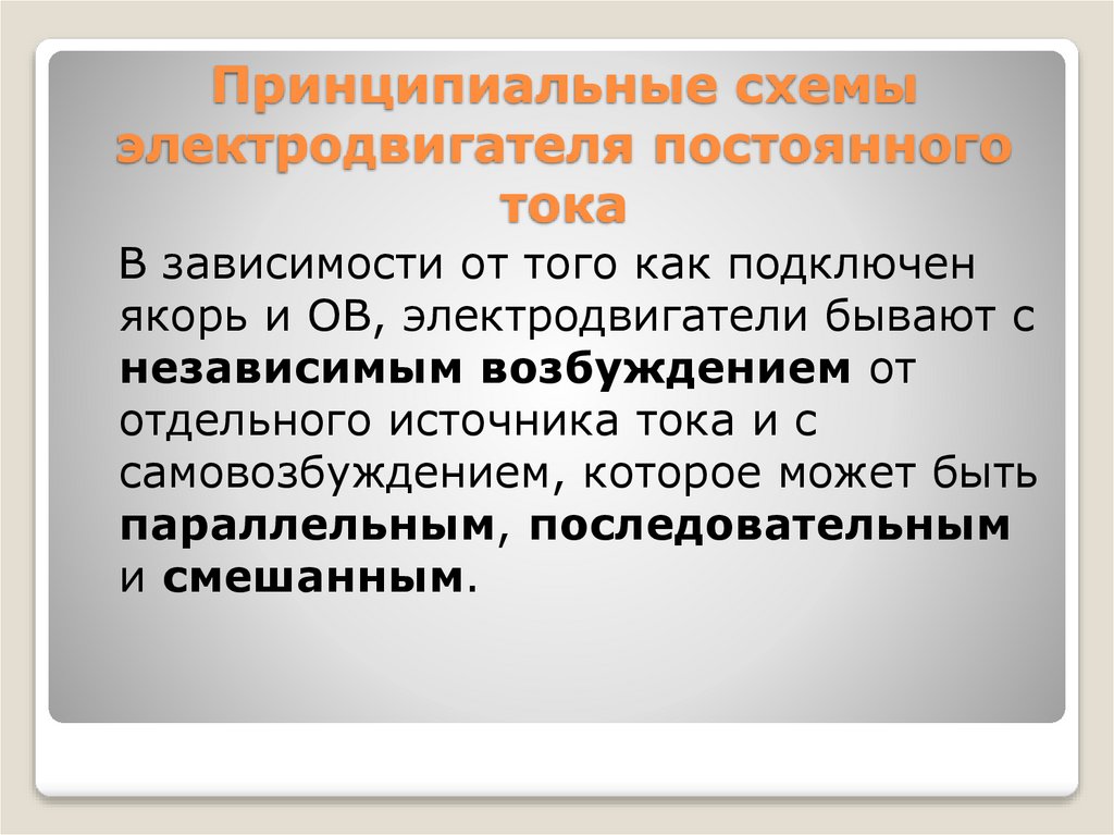 Принципиальные схемы электродвигателя постоянного тока