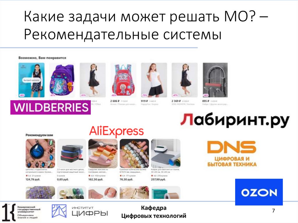 Какие задачи может решать МО? – Рекомендательные системы