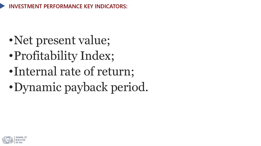Investment performance key indicators: