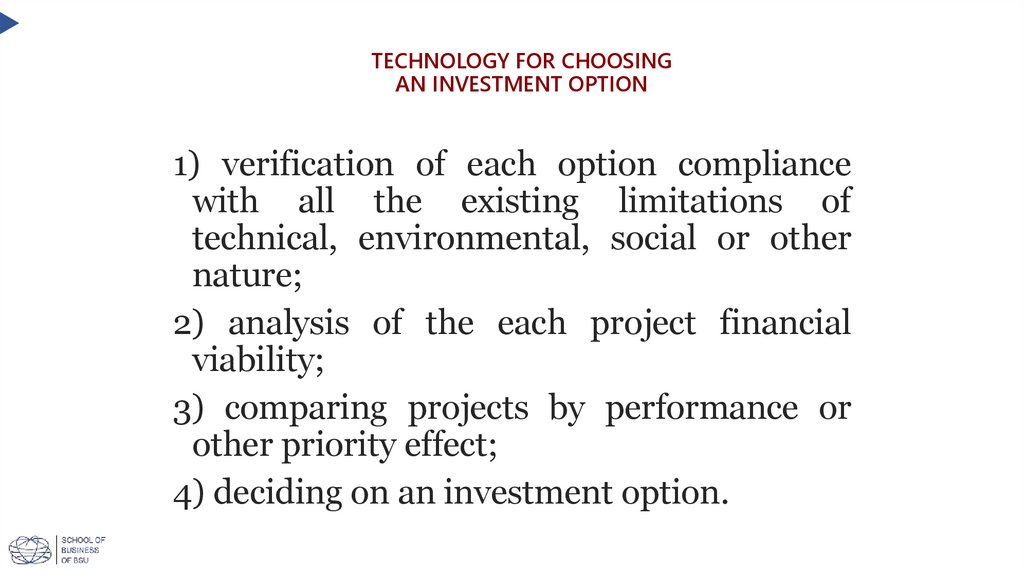Technology for choosing an investment option