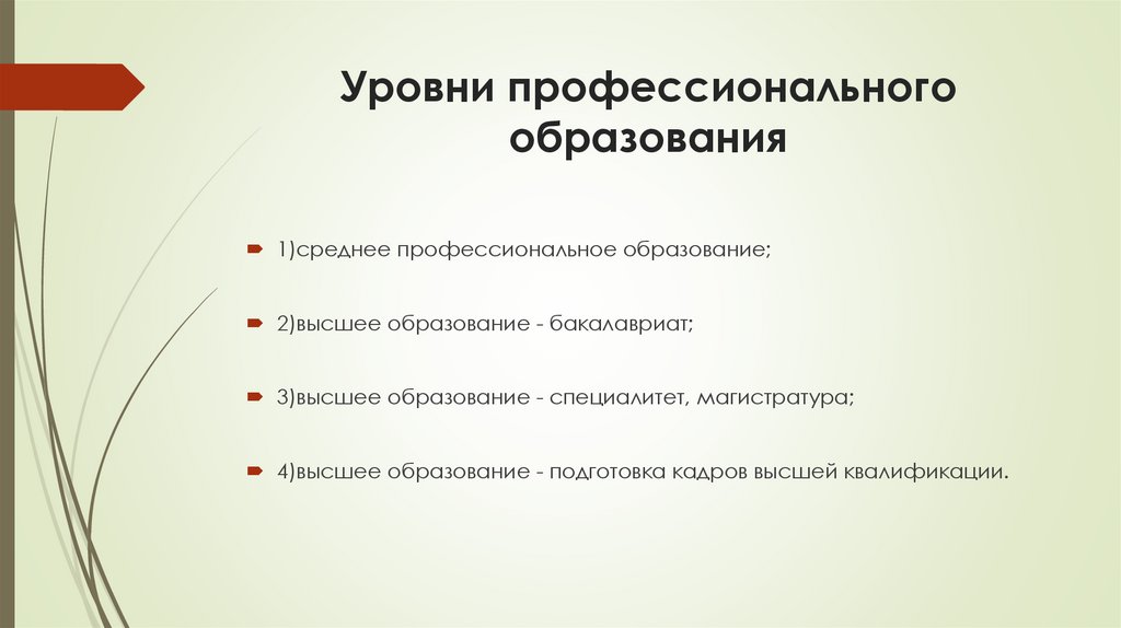 Уровни профессионального образования