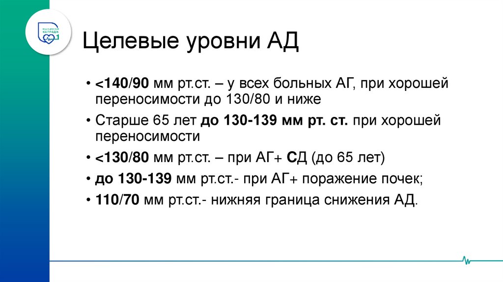 Цели терапии АГ