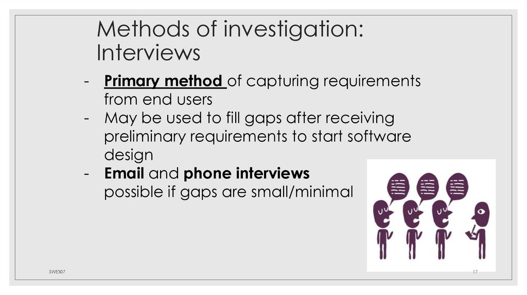 Methods of investigation: Interviews
