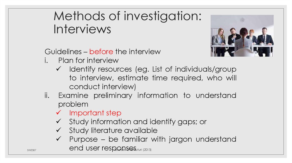 Methods of investigation: Interviews