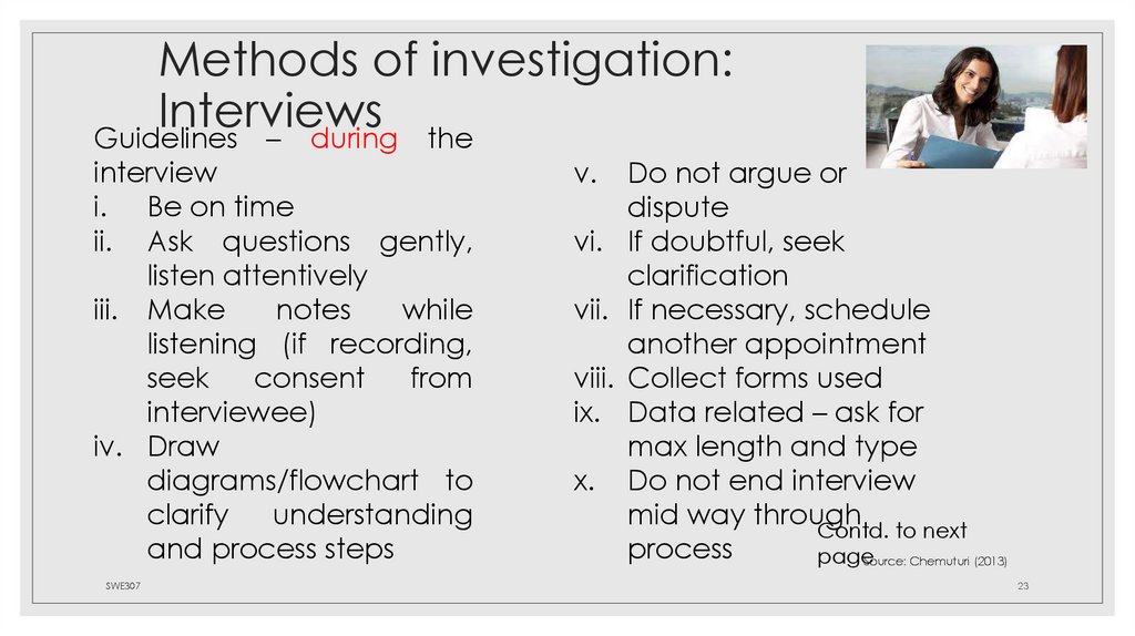 Methods of investigation: Interviews