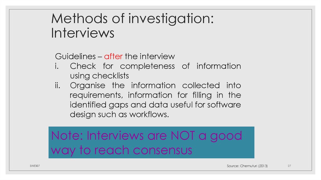 Methods of investigation: Interviews
