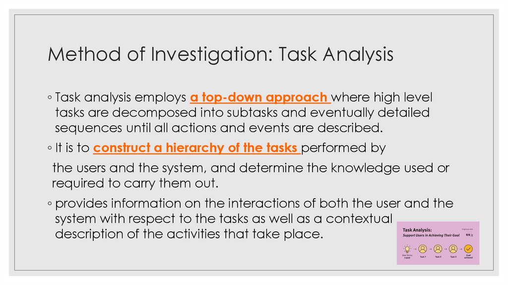Method of Investigation: Task Analysis