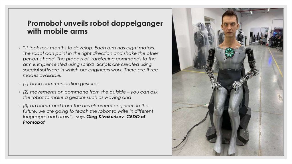 Promobot unveils robot doppelganger with mobile arms