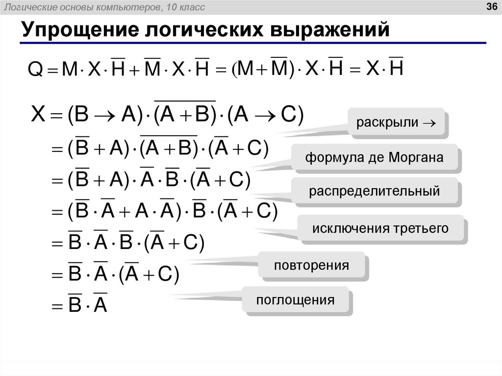 Упрощение логических выражений