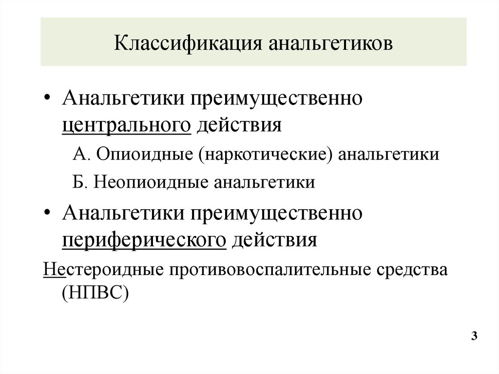 Классификация анальгетиков