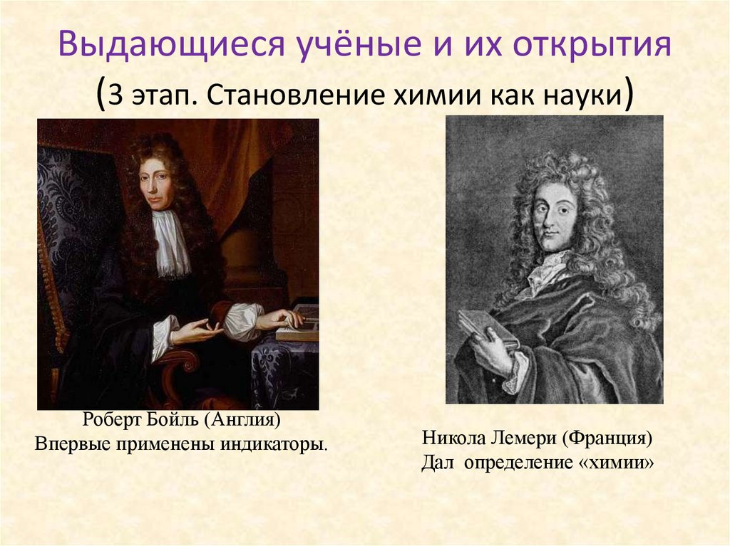 Выдающиеся учёные и их открытия (3 этап. Становление химии как науки)