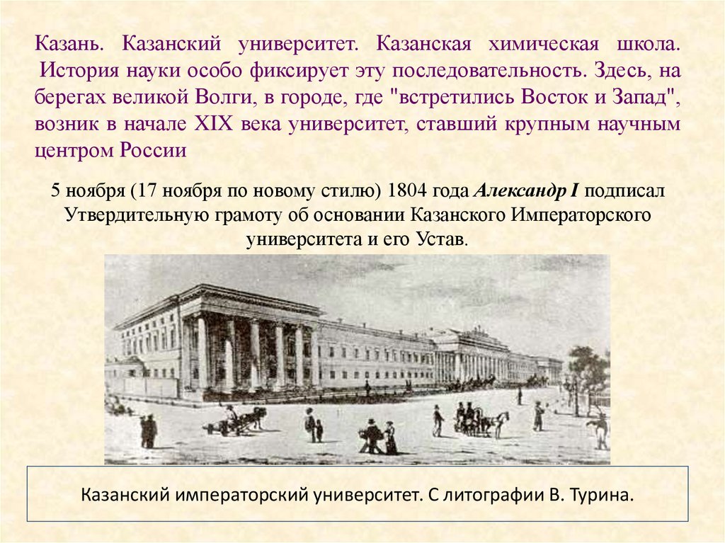 Казанский императорский университет. С литографии В. Турина.
