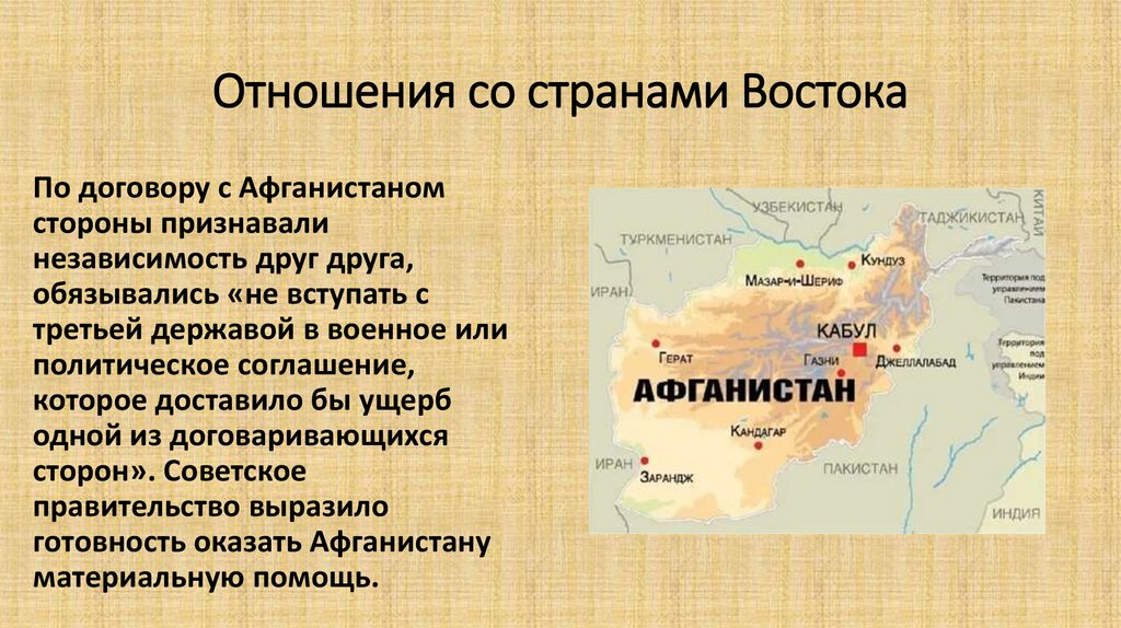 Отношения со странами Востока