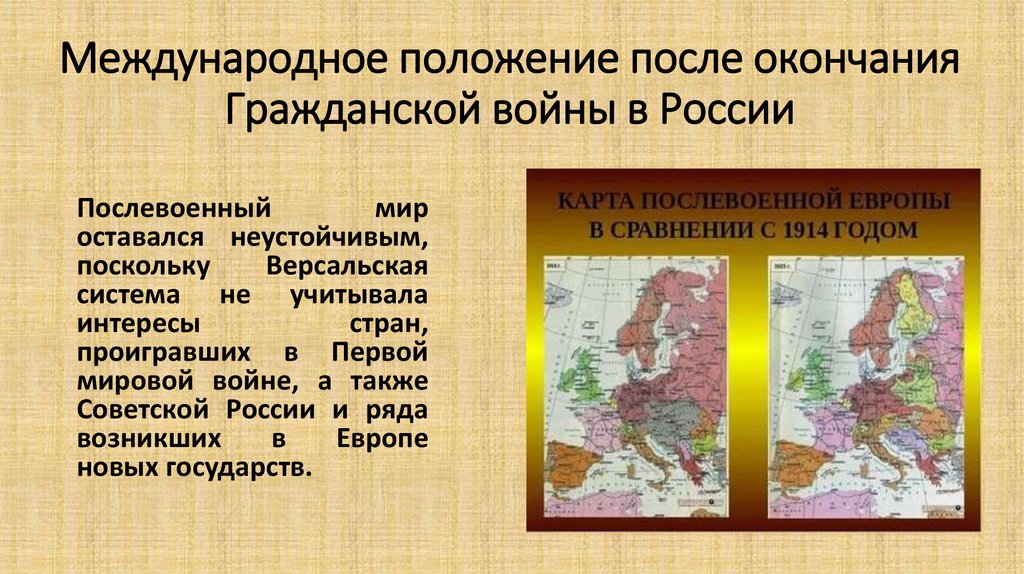 Международное положение после окончания Гражданской войны в России
