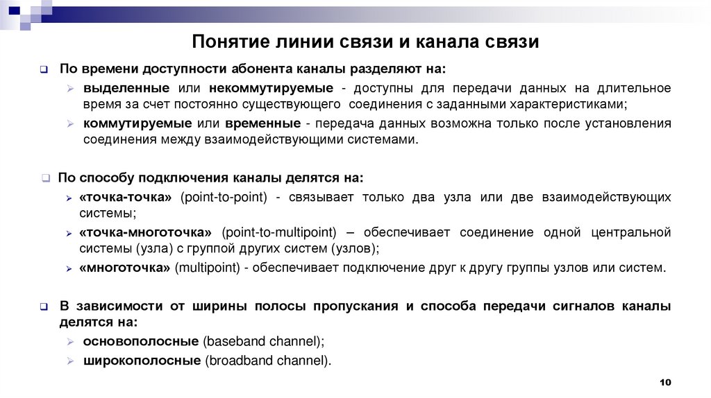 Понятие линии связи и канала связи