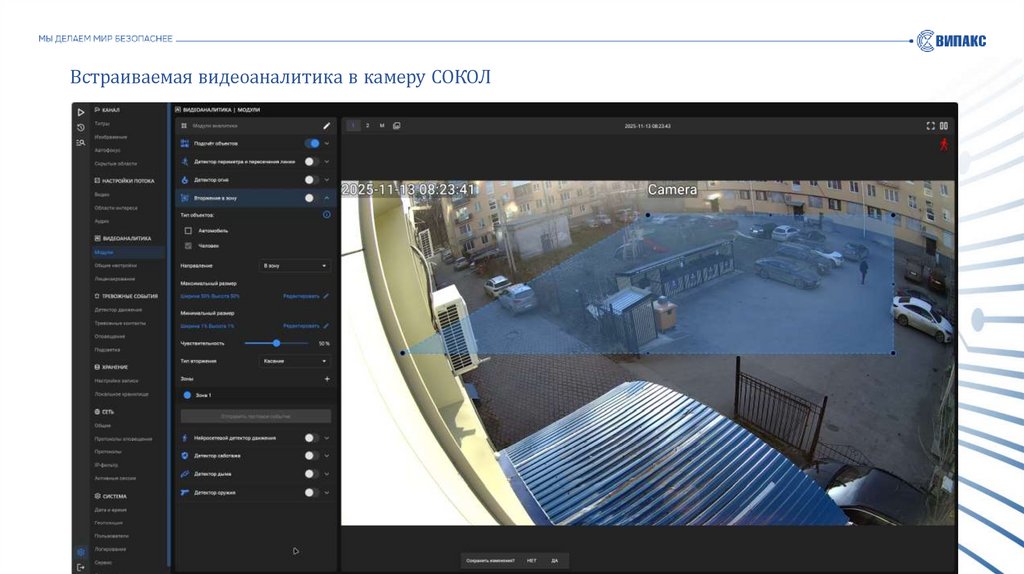 Встраиваемая видеоаналитика в камеру СОКОЛ