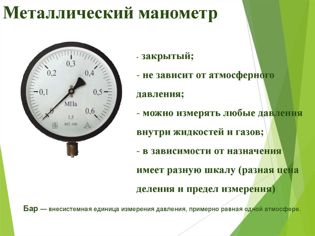 Металлический манометр