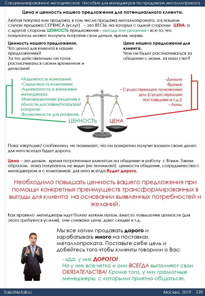 Цена и ценность нашего предложения для потенциального клиента.