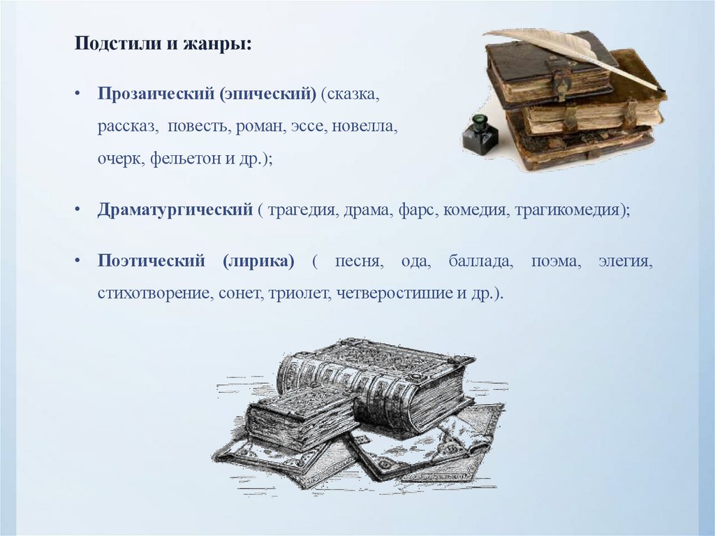 Подстили и жанры: