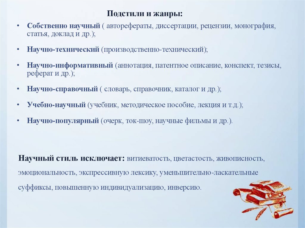 Подстили и жанры: