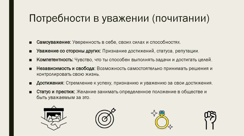 Потребности в уважении (почитании)