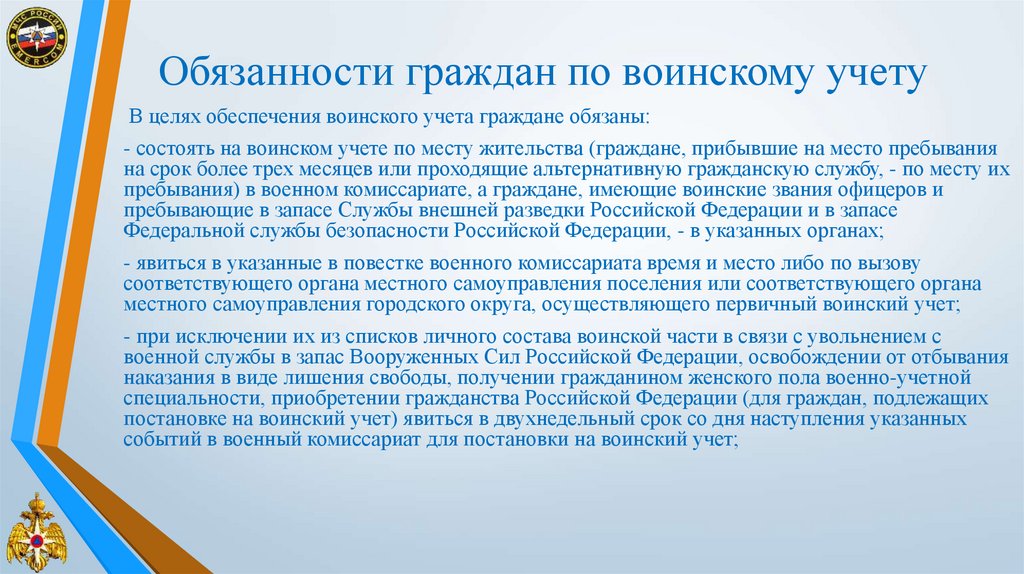 Обязанности граждан по воинскому учету