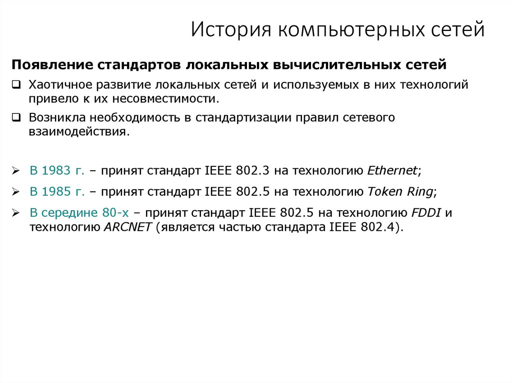 История компьютерных сетей