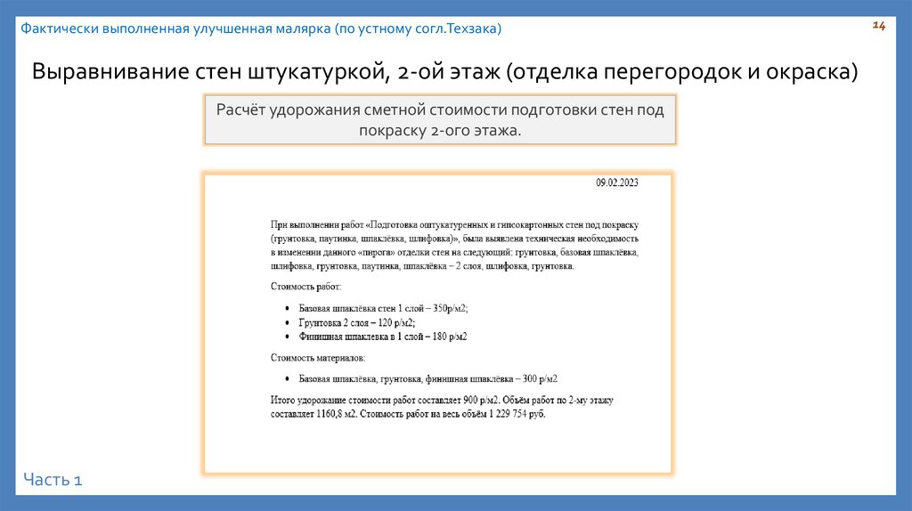 Выравнивание стен штукатуркой, 2-ой этаж (отделка перегородок и окраска)