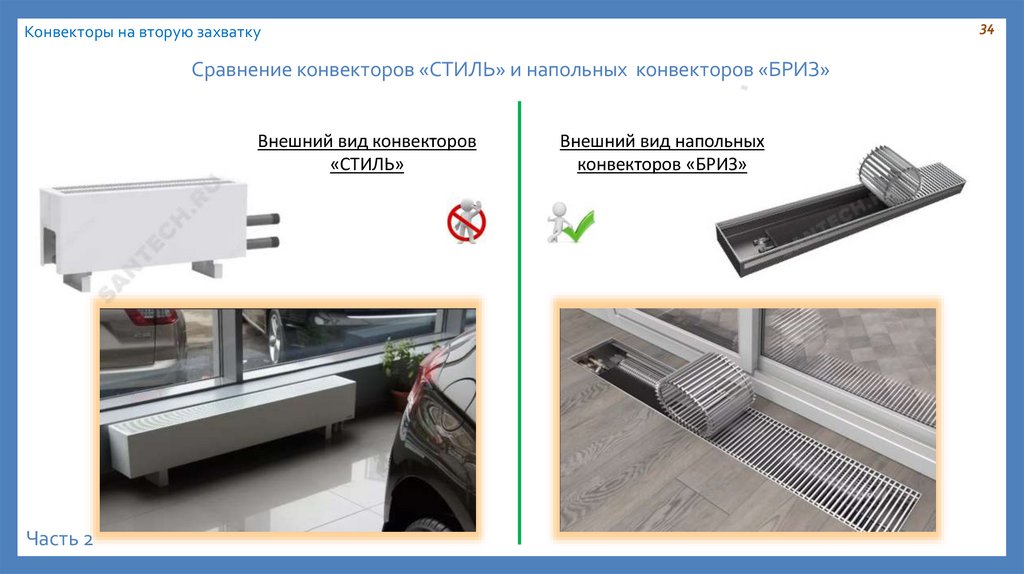 Сравнение конвекторов «СТИЛЬ» и напольных конвекторов «БРИЗ»