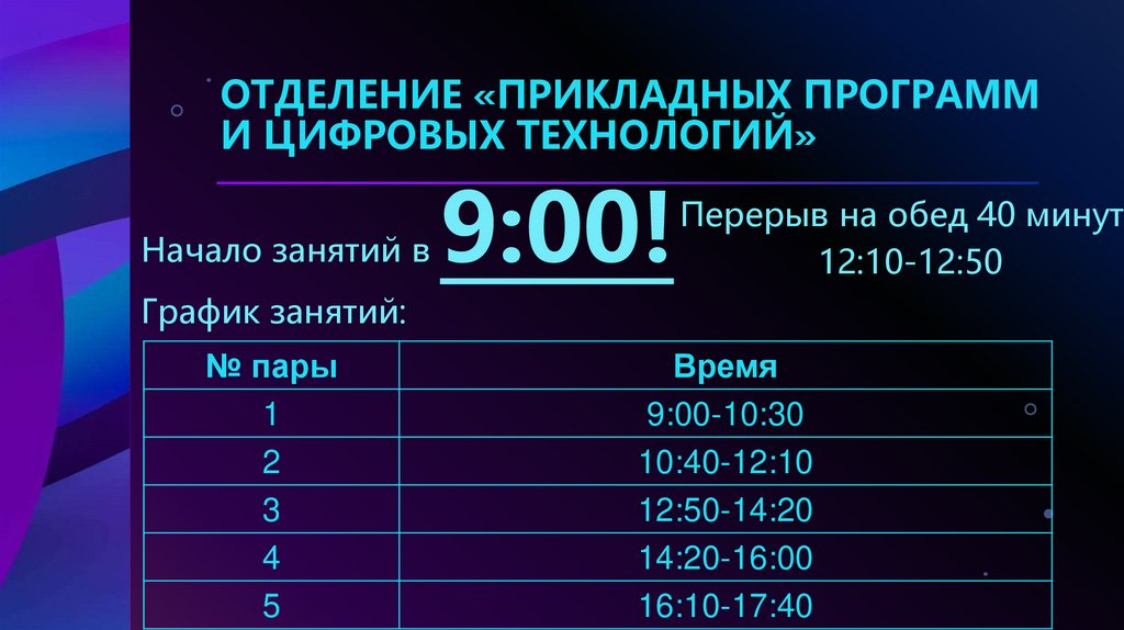Отделение «Прикладных программ и цифровых технологий»