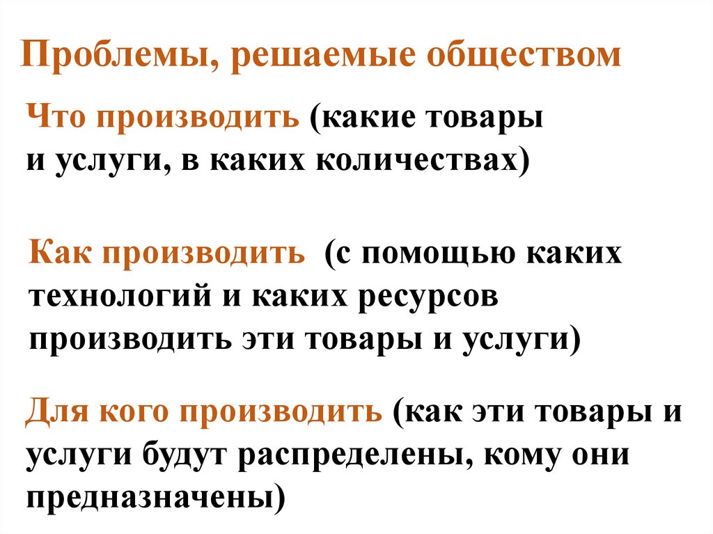 Проблемы, решаемые обществом