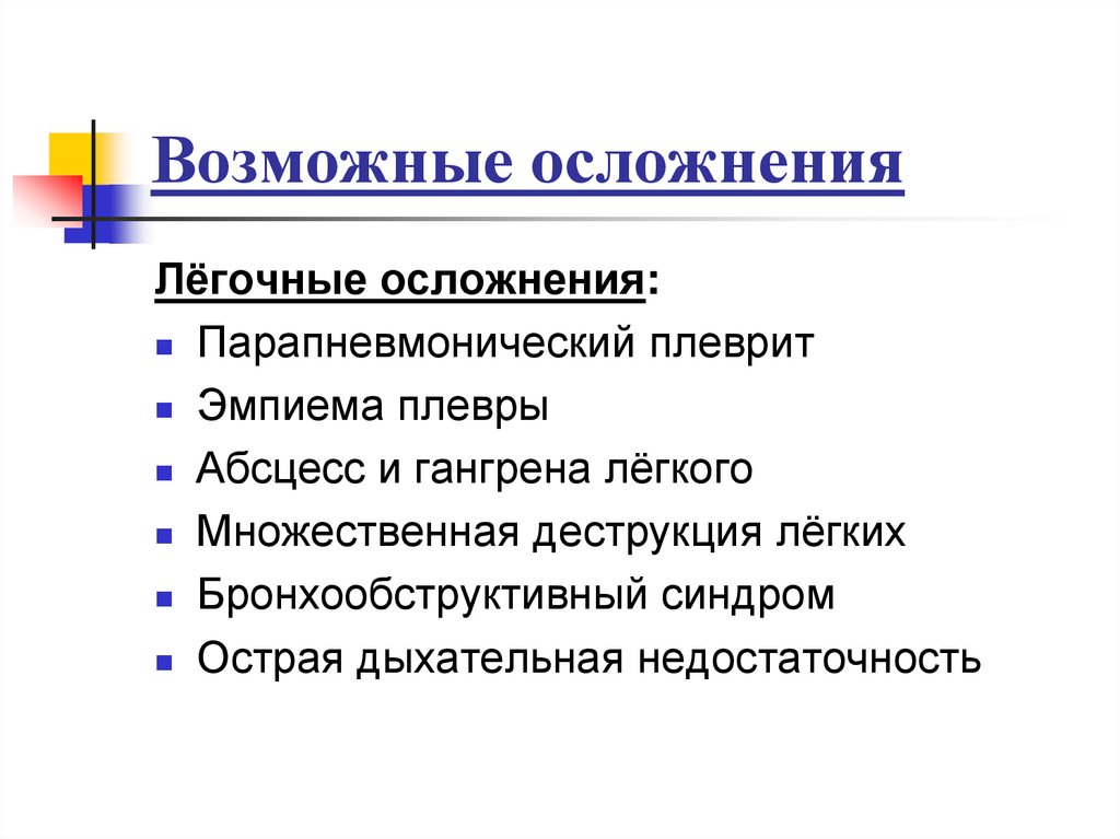 Возможные осложнения