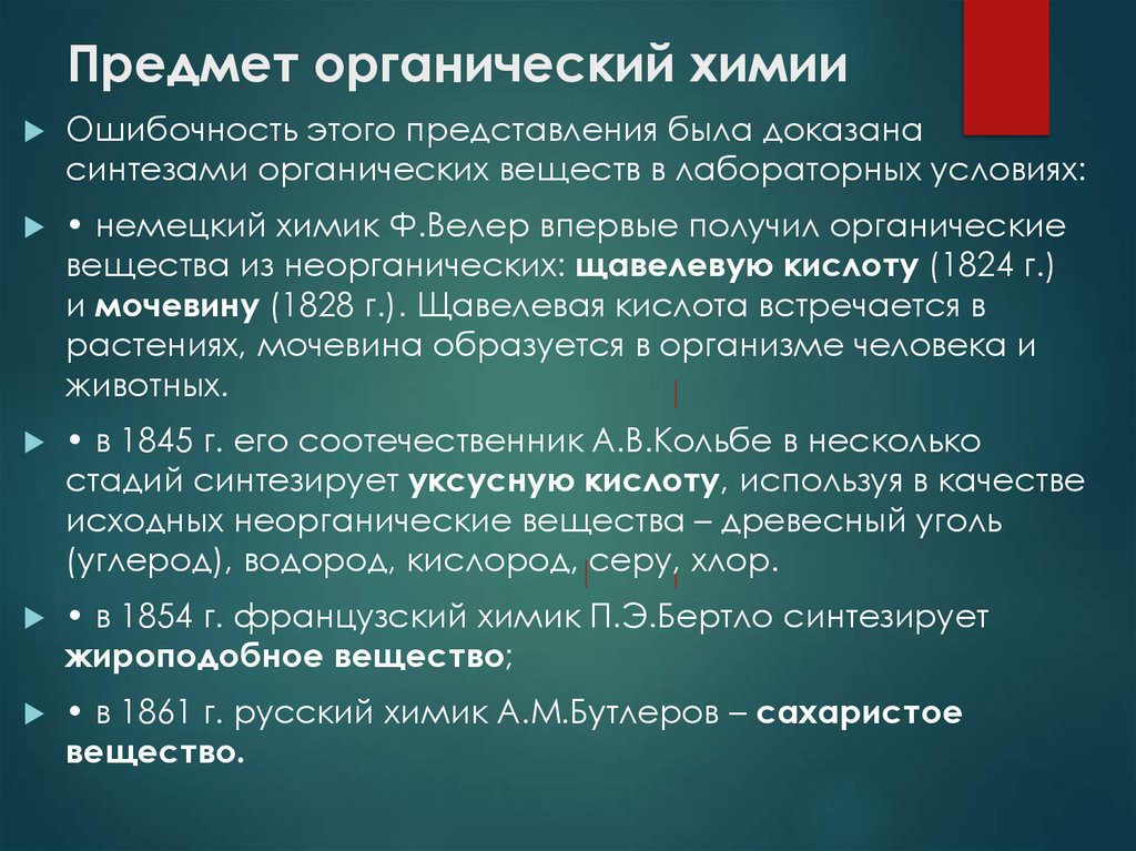 Предмет органический химии