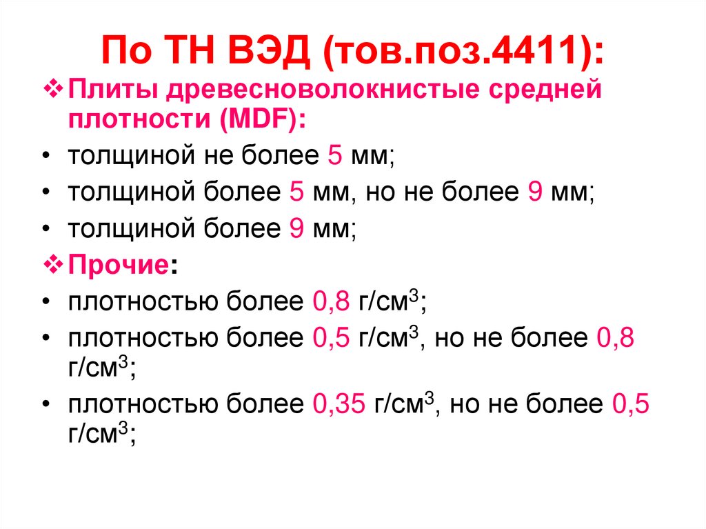 По ТН ВЭД (тов.поз.4411):