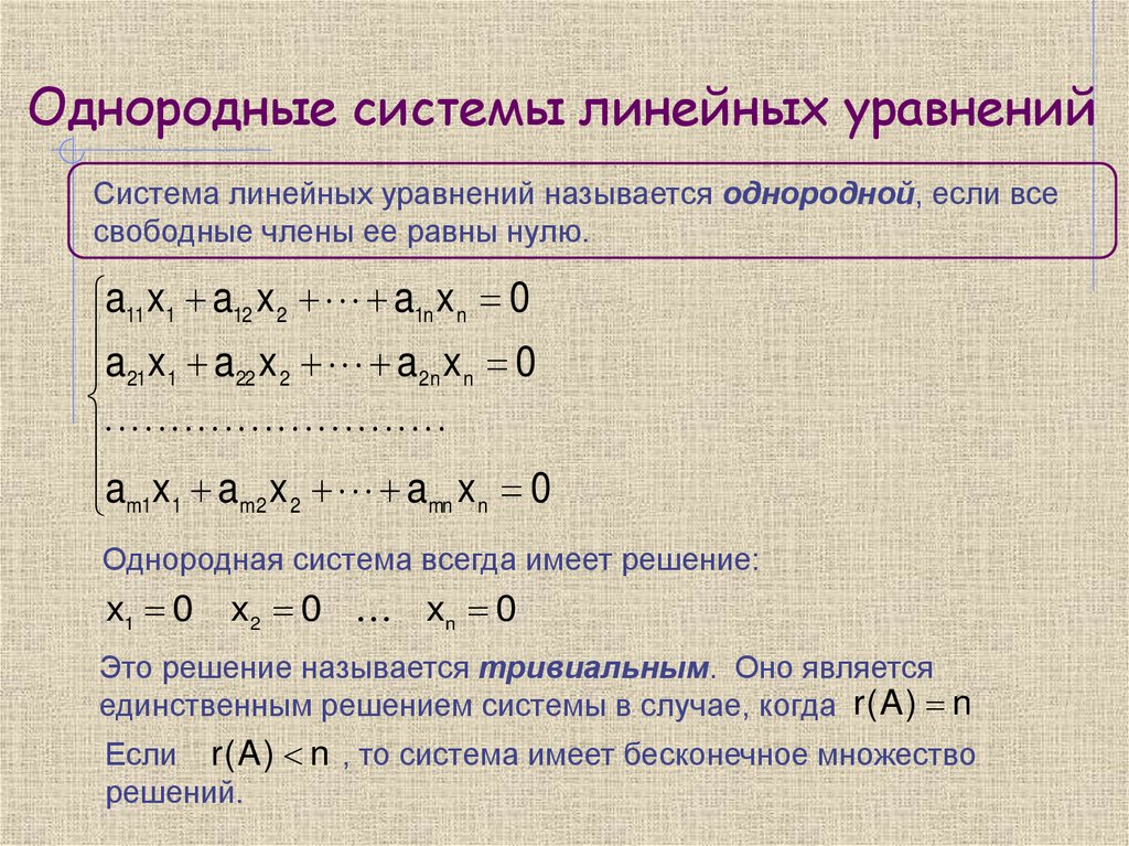Однородные системы линейных уравнений
