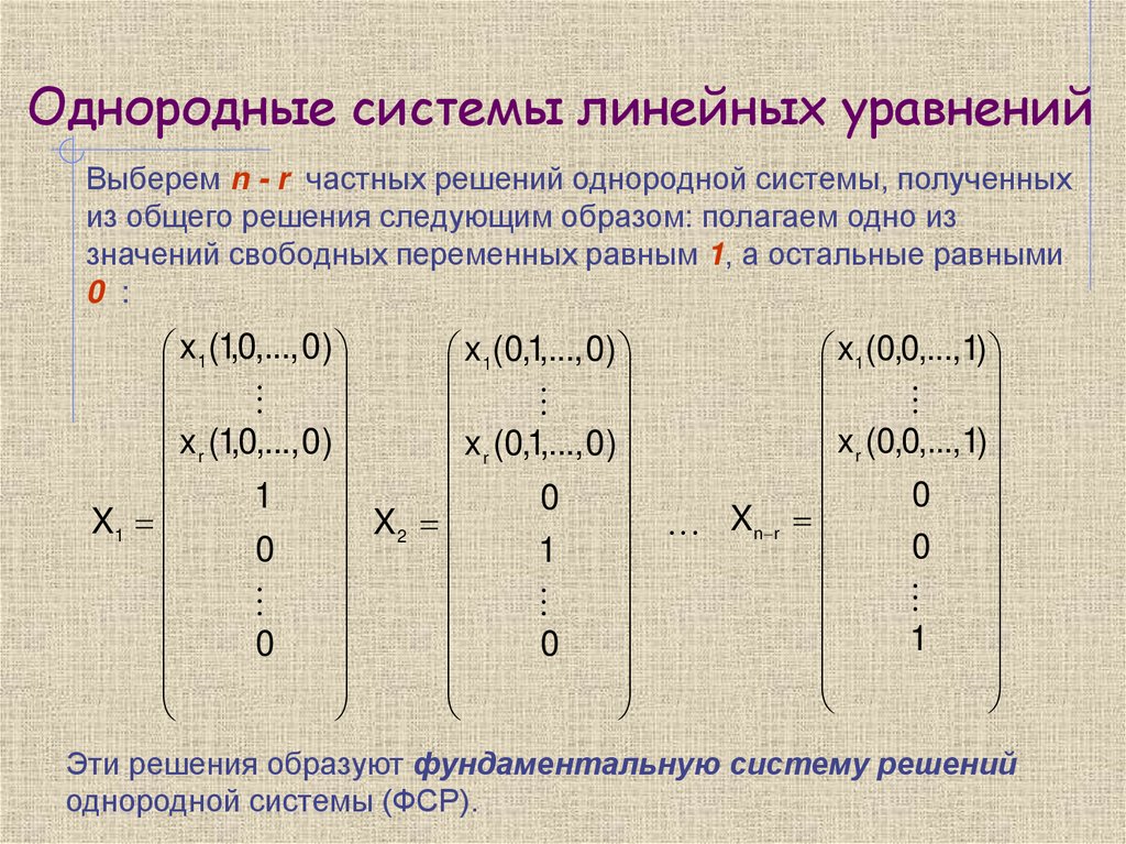 Однородные системы линейных уравнений