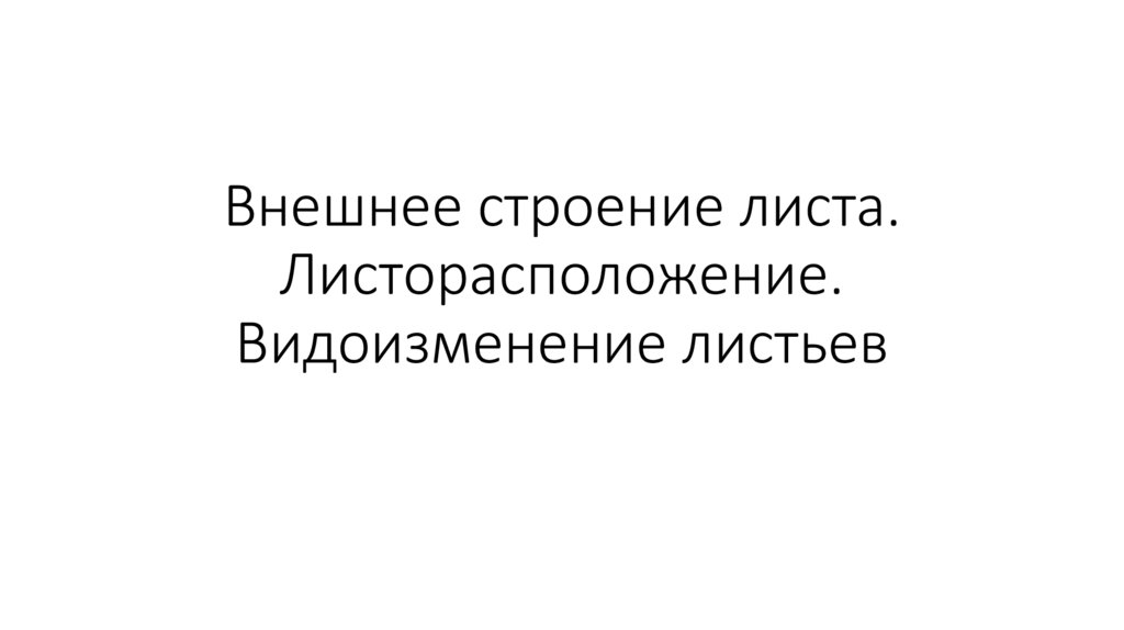 Внешнее строение листа. Листорасположение. Видоизменение листьев