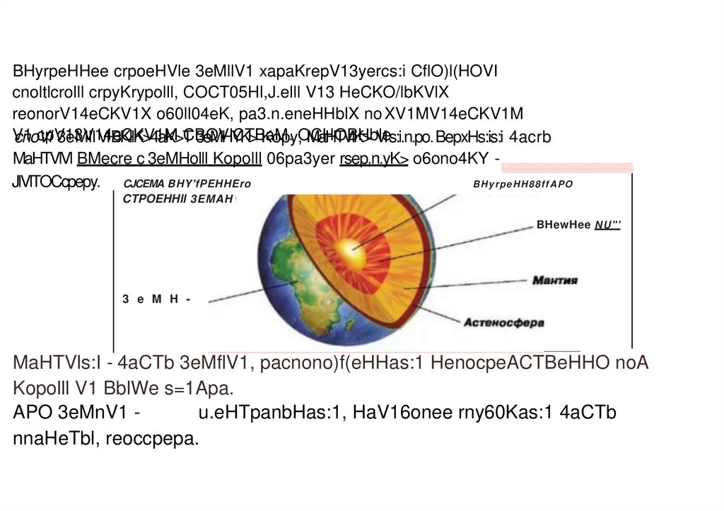 cnoVl 3eMll V1 BKllK>4aK>T 3eMHYK> Kopy, MaHTVlK> V1 s:i.n.po. BepxHs:is:i 4acrb