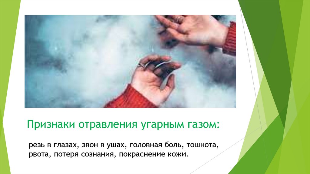 Признаки отравления угарным газом: