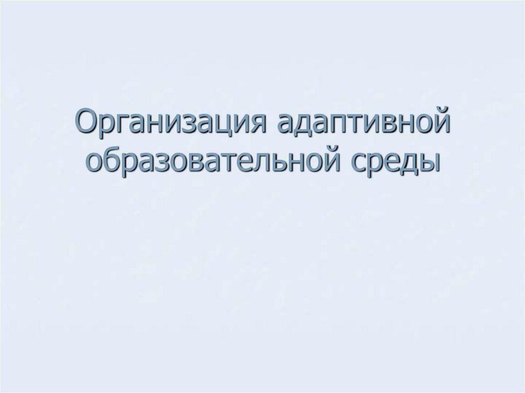 Организация адаптивной образовательной среды
