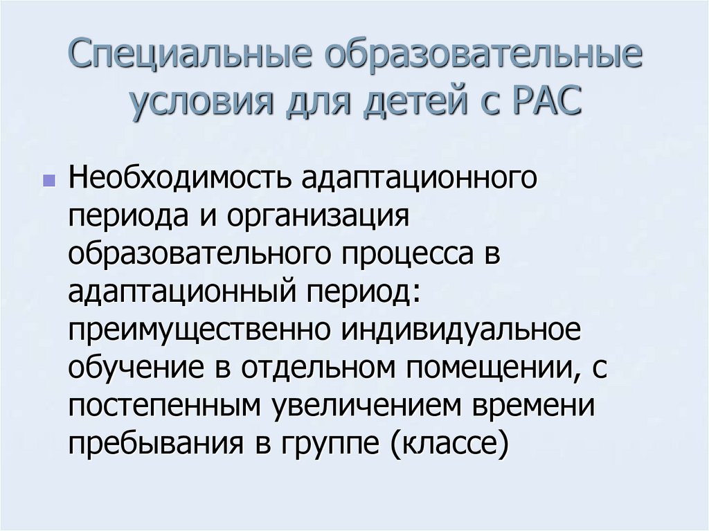 Специальные образовательные условия для детей с РАС