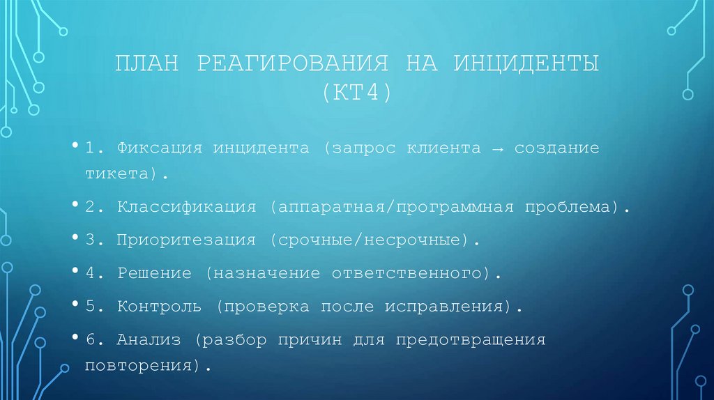 План реагирования на инциденты (КТ4)