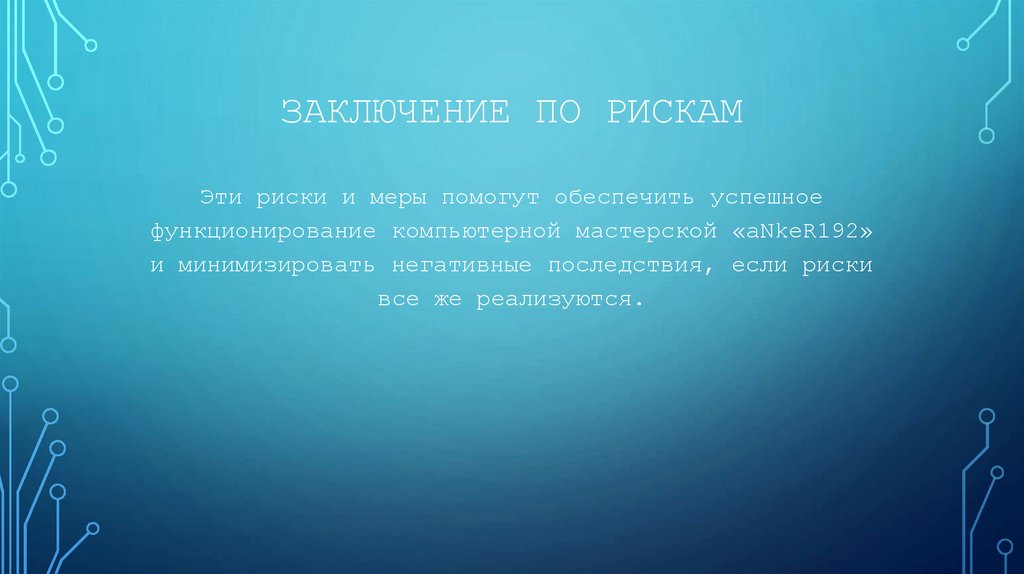 Заключение по рискам