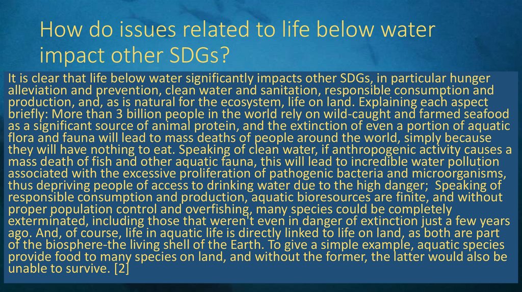 How do issues related to life below water impact other SDGs?
